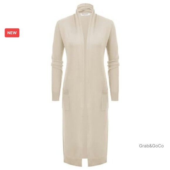 Lightweight Long Cardigan Sweater Open Front Duster Maxi Chic Elegant - Picture 4 of 8